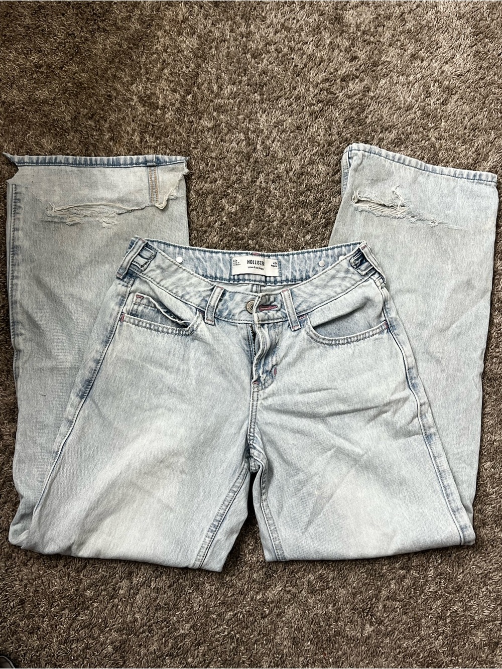 Hollister Light Blue Boyfriend Jeans - Distressed Detail